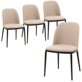 Mid-Century Modern Dining Side Chair with Velvet Seat and Steel Frame Set of 4 - Apalipapa