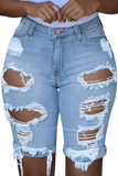 Mid Rise Hollow-out Ripped Bermuda Shorts - Apalipapa