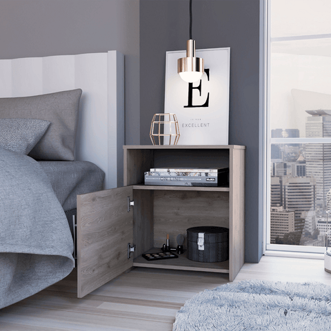 Nightstand Cuarzz, One Cabinet, Light Gray Finish - Apalipapa