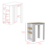 Reston 2 Piece Kitchen Set, Kitchen Island + Pantry Cabinet, White / Light Oak Finish - Apalipapa