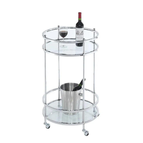 Royal Crest 2 Tier Round Glass Bar Cart - Apalipapa