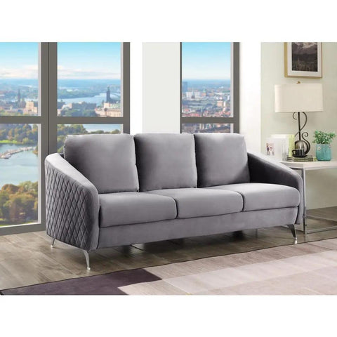 Sofia Gray Velvet Modern Chic Sofa Couch - Apalipapa