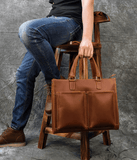 The Dagmar Leather Briefcase | Vintage Leather Messenger Bag - Apalipapa