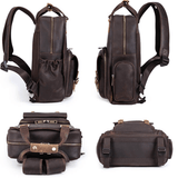 The Gaetano | Large Leather Backpack Camera Bag with Tripod Holder - Apalipapa