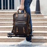 The Gaetano | Large Leather Backpack Camera Bag with Tripod Holder - Apalipapa