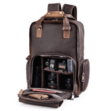 The Gaetano | Large Leather Backpack Camera Bag with Tripod Holder - Apalipapa