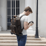 The Gaetano | Large Leather Backpack Camera Bag with Tripod Holder - Apalipapa