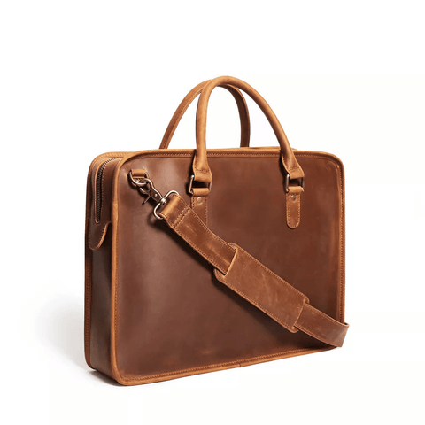 The Hemming Leather Laptop Bag | Vintage Leather Briefcase - Apalipapa