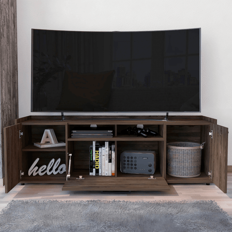 Tv Stand for TV´s up 55" Dext, One Cabinet, Double Door, Dark Walnut Finish - Apalipapa