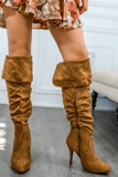 Unmatchable Pointy Slouchy Knee and Thigh High Boots Tan - Apalipapa