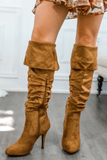 Unmatchable Pointy Slouchy Knee and Thigh High Boots Tan - Apalipapa