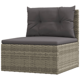 vidaXL 11 Piece Patio Lounge Set with Cushions Gray Poly Rattan - Apalipapa