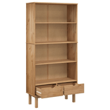 vidaXL Bookcase OTTA with 2 Drawers Brown Solid Wood Pine - Apalipapa