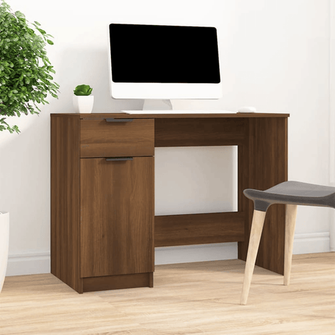 vidaXL Desk Brown Oak 39.4"x19.7"x29.5" Engineered Wood - Apalipapa