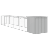 vidaXL Dog House with Run Light Gray 43.3"x239.8"x43.3" Galvanized Steel - Apalipapa