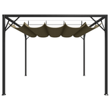 vidaXL Garden Gazebo with Retractable Roof 9.8'x9.8' Taupe 0.6 oz/ft² - Apalipapa