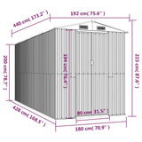 vidaXL Garden Shed Anthracite 75.6"x173.2"x87.8" Galvanized Steel - Apalipapa