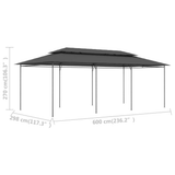 vidaXL Gazebo 236.2"x117.3"x106.3" Anthracite - Apalipapa