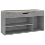 vidaXL Shoe Bench with Cushion Concrete Gray 40.9"x11.8"x19.3" Engineered Wood - Apalipapa