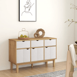 vidaXL Sideboard OTTA Brown and White 44.9"x16.9"x28.9" Solid Wood Pine - Apalipapa