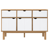 vidaXL Sideboard OTTA Brown and White 44.9"x16.9"x28.9" Solid Wood Pine - Apalipapa