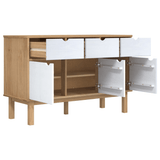 vidaXL Sideboard OTTA Brown and White 44.9"x16.9"x28.9" Solid Wood Pine - Apalipapa