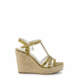 Yellow Snakeskin Wedge Sandals - Apalipapa