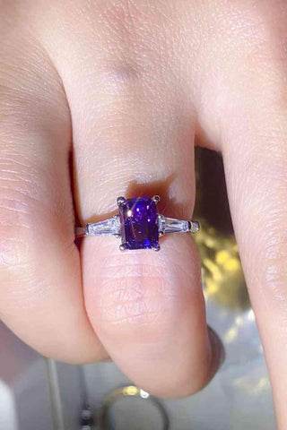 1 Carat Moissanite Platinum-Plated Rectangle Ring in Purple - Apalipapa