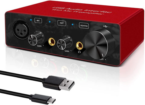 2 IN, 2 OUT Audio Interface USB Audio Interface with Mic Preamplifier USB - Apalipapa