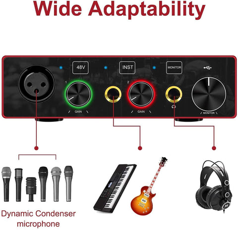 2 IN, 2 OUT Audio Interface USB Audio Interface with Mic Preamplifier USB - Apalipapa