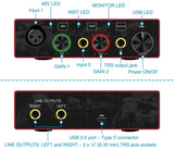 2 IN, 2 OUT Audio Interface USB Audio Interface with Mic Preamplifier USB - Apalipapa