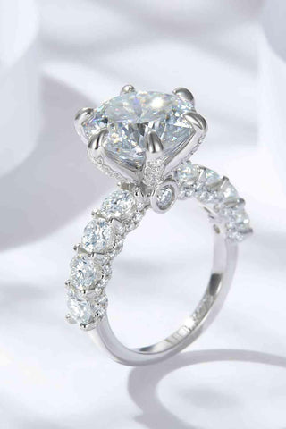 3-Carat Moissanite Platinum-Plated Side Stone Ring - Apalipapa