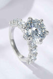 3-Carat Moissanite Platinum-Plated Side Stone Ring - Apalipapa