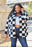 Double Take Full Size Checkered Button Front Coat with Pockets - Apalipapa