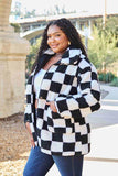 Double Take Full Size Checkered Button Front Coat with Pockets - Apalipapa