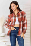 Double Take Plaid Collared Neck Long Sleeve Shirt - Apalipapa