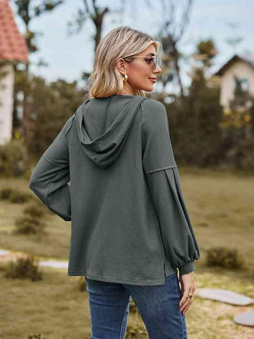 Dropped Shoulder Button-Down Hoodie - Apalipapa