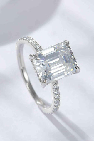 Emerald Cut 4 Carat Moissanite Side Stone Ring - Apalipapa