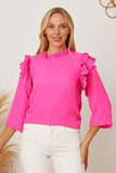 Frill Ruffled Three-Quarter Sleeve Blouse - Apalipapa