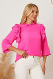 Frill Ruffled Three-Quarter Sleeve Blouse - Apalipapa