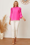 Frill Ruffled Three-Quarter Sleeve Blouse - Apalipapa