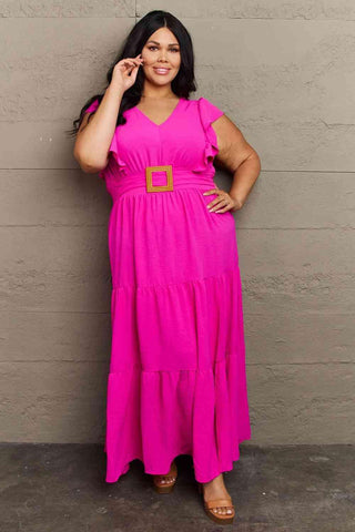 GeeGee Fancy Fizz Plus Size Tiered Side Slit Maxi Dress - Apalipapa