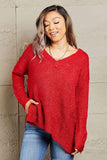 Heimish By The Fire Full Size Draped Detail Knit Sweater - Apalipapa