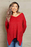 Heimish By The Fire Full Size Draped Detail Knit Sweater - Apalipapa