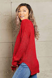 Heimish By The Fire Full Size Draped Detail Knit Sweater - Apalipapa