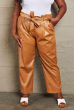 HEYSON Powerful You Full Size Faux Leather Paperbag Waist Pants - Apalipapa