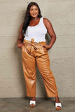 HEYSON Powerful You Full Size Faux Leather Paperbag Waist Pants - Apalipapa