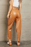 HEYSON Powerful You Full Size Faux Leather Paperbag Waist Pants - Apalipapa