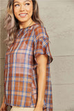 Petal Dew For You Short Sleeve Plaid Top - Apalipapa