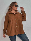 Plus Size Collared Neck Long Sleeve Shirt - Apalipapa